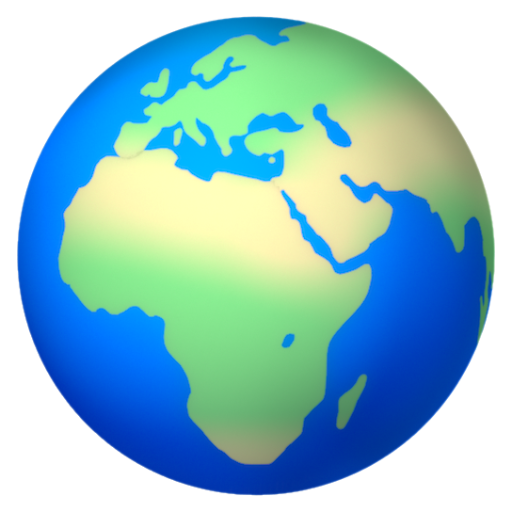 Emoji Địa cầu thể hiện Châu Âu-Châu Phi 🌍 dạng 3D