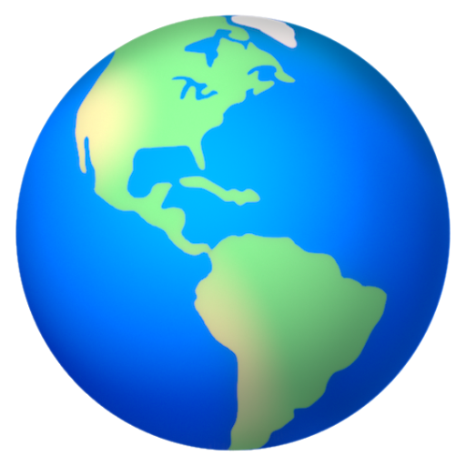 Emoji Địa cầu thể hiện Châu Mỹ 🌎 dạng 3D