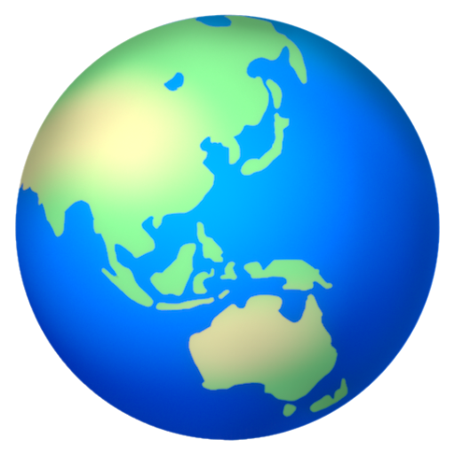 Emoji Địa cầu thể hiện Châu Á-Châu Úc 🌏 dạng 3D