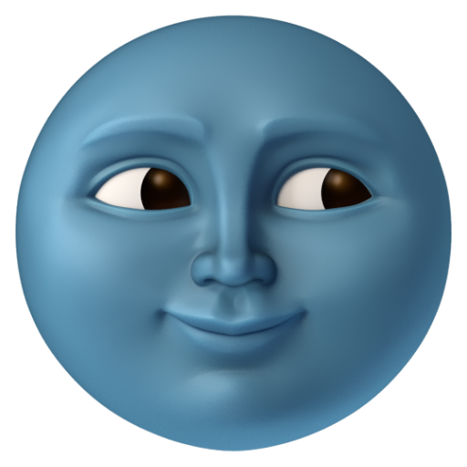 Emoji Mặt trăng non 🌚 dạng 3D