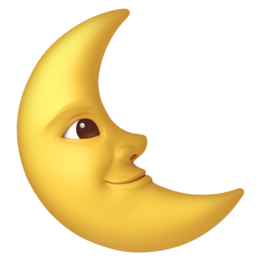 Emoji Trăng hạ huyền hình mặt người 🌜 dạng 3D