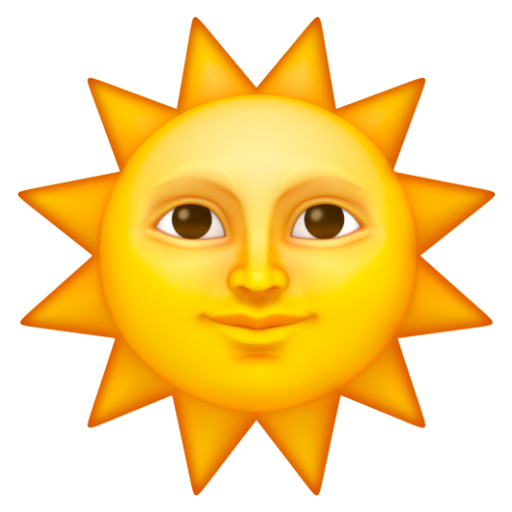 Emoji Mặt trời có hình mặt người 🌞 dạng 3D