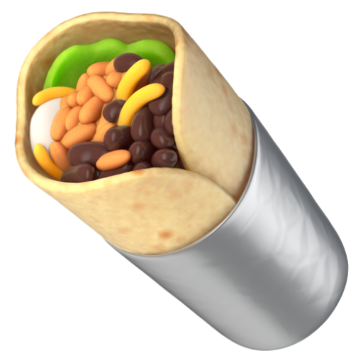 Emoji Bánh burrito 🌯 dạng 3D