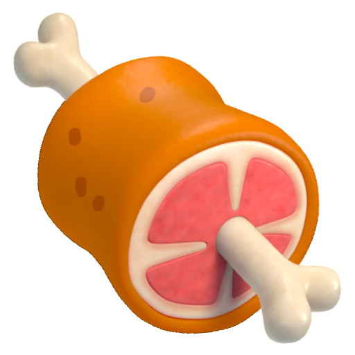 Emoji Thịt bám xương 🍖 dạng 3D