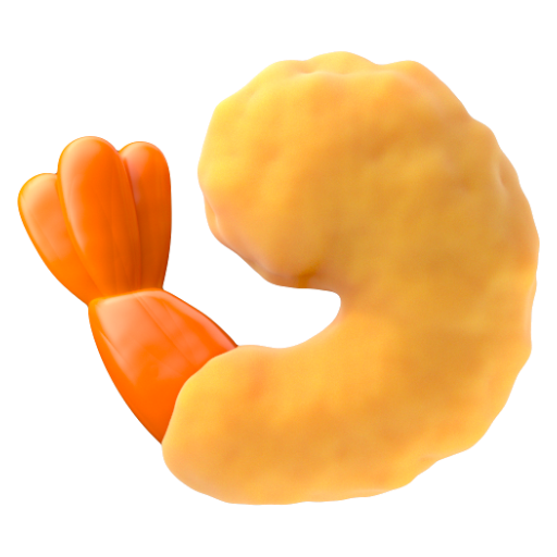 Emoji Tôm chiên 🍤 dạng 3D