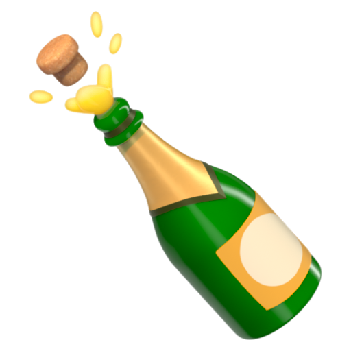 Emoji Chai rượu với nút gỗ bật ra 🍾 dạng 3D