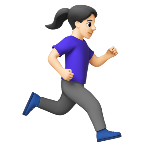 Emoji Người phụ nữ đang chạy: màu da sáng, hướng sang phải 🏃🏻‍♀‍➡ dạng 3D