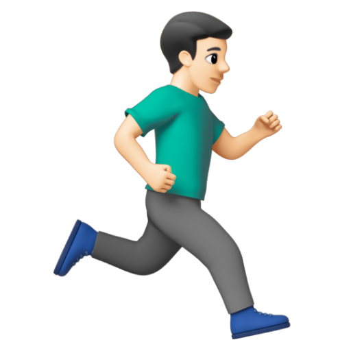 Emoji Người đàn ông đang chạy: màu da sáng, hướng sang phải 🏃🏻‍♂‍➡ dạng 3D