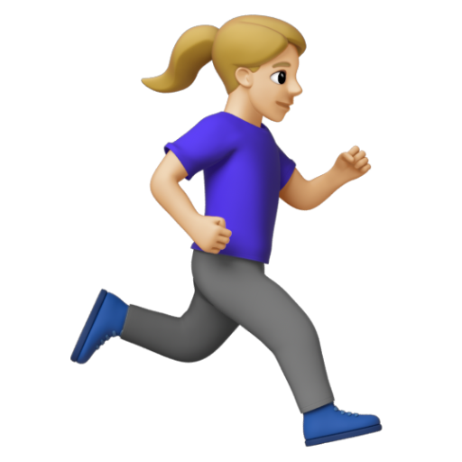Emoji Người phụ nữ đang chạy: màu da sáng trung bình, hướng sang phải 🏃🏼‍♀‍➡ dạng 3D