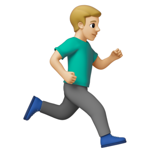 Emoji Người đàn ông đang chạy: màu da sáng trung bình, hướng sang phải 🏃🏼‍♂‍➡ dạng 3D