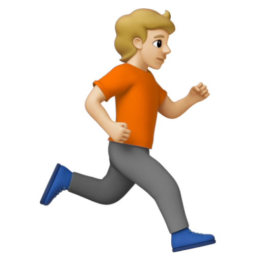 Emoji Người chạy: màu da sáng trung bình, hướng sang phải 🏃🏼‍➡ dạng 3D