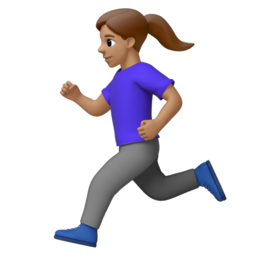 Emoji Người phụ nữ đang chạy: màu da trung bình 🏃🏽‍♀ dạng 3D