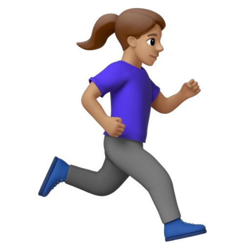 Emoji Người phụ nữ đang chạy: màu da trung bình, hướng sang phải 🏃🏽‍♀‍➡ dạng 3D