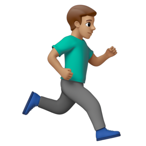 Emoji Người đàn ông đang chạy: màu da trung bình, hướng sang phải 🏃🏽‍♂‍➡ dạng 3D