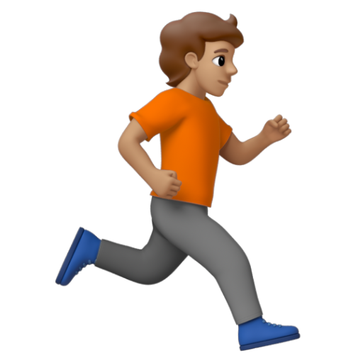 Emoji Người chạy: màu da trung bình, hướng sang phải 🏃🏽‍➡ dạng 3D