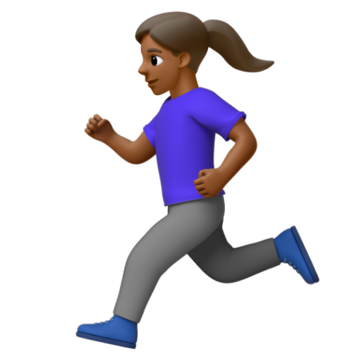 Emoji Người phụ nữ đang chạy: màu da tối trung bình 🏃🏾‍♀ dạng 3D