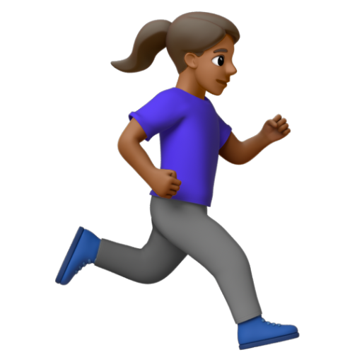 Emoji Người phụ nữ đang chạy: màu da tối trung bình, hướng sang phải 🏃🏾‍♀‍➡ dạng 3D