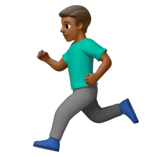 Emoji Người đàn ông đang chạy: màu da tối trung bình 🏃🏾‍♂ dạng 3D