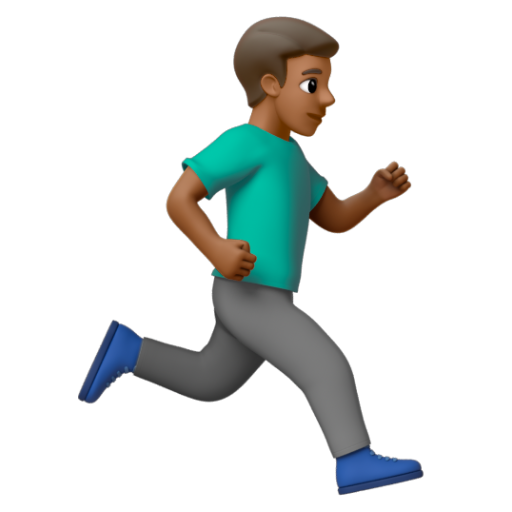 Emoji Người đàn ông đang chạy: màu da tối trung bình, hướng sang phải 🏃🏾‍♂‍➡ dạng 3D