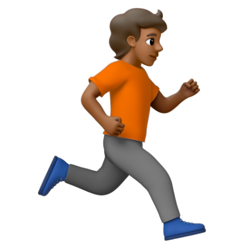 Emoji Người chạy: màu da tối trung bình, hướng sang phải 🏃🏾‍➡ dạng 3D