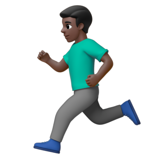 Emoji Người đàn ông đang chạy: màu da tối 🏃🏿‍♂ dạng 3D