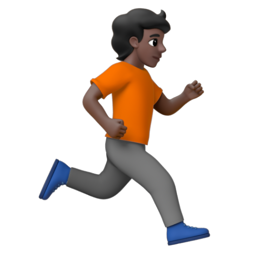 Emoji Người chạy: màu da tối, hướng sang phải 🏃🏿‍➡ dạng 3D