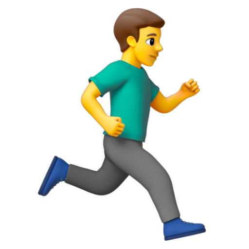 Emoji Người đàn ông đang chạy: hướng sang phải 🏃‍♂‍➡ dạng 3D