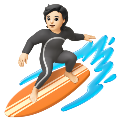 Emoji Người lướt sóng: màu da sáng 🏄🏻 dạng 3D