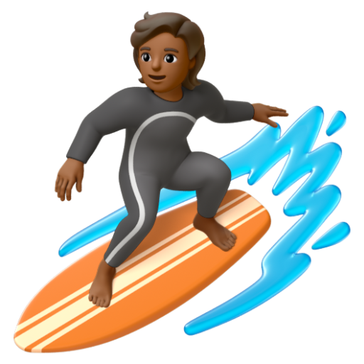 Emoji Người lướt sóng: màu da tối trung bình 🏄🏾 dạng 3D