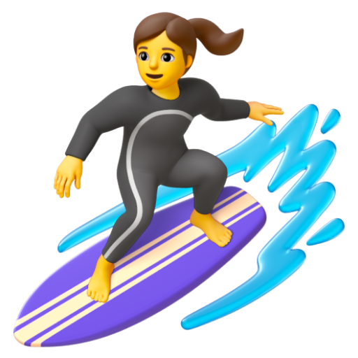 Emoji Người phụ nữ lướt sóng 🏄‍♀ dạng 3D