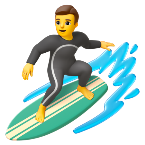 Emoji Người đàn ông lướt sóng 🏄‍♂ dạng 3D
