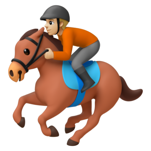 Emoji Đua ngựa: màu da sáng trung bình 🏇🏼 dạng 3D
