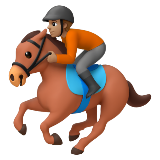 Emoji Đua ngựa: màu da trung bình 🏇🏽 dạng 3D