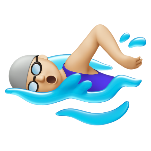 Emoji Người phụ nữ đang bơi: màu da sáng trung bình 🏊🏼‍♀ dạng 3D