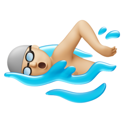Emoji Người đàn ông đang bơi: màu da sáng trung bình 🏊🏼‍♂ dạng 3D