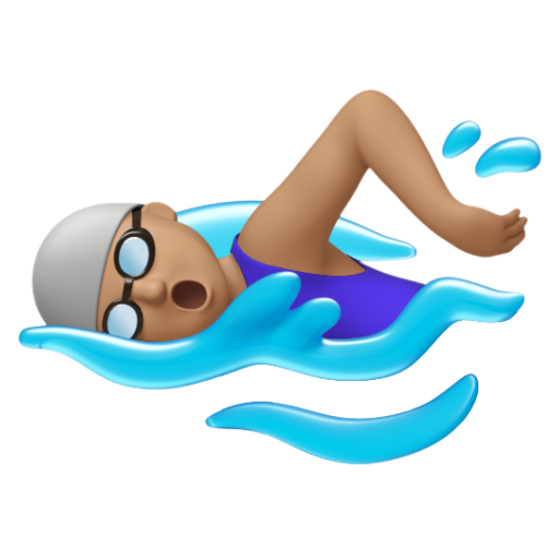 Emoji Người phụ nữ đang bơi: màu da trung bình 🏊🏽‍♀ dạng 3D