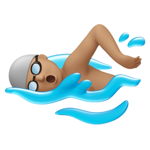 Emoji Người đàn ông đang bơi: màu da trung bình 🏊🏽‍♂ dạng 3D