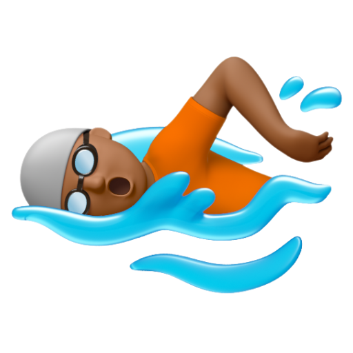 Emoji Người bơi: màu da tối trung bình 🏊🏾 dạng 3D