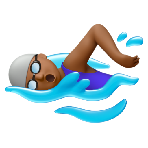 Emoji Người phụ nữ đang bơi: màu da tối trung bình 🏊🏾‍♀ dạng 3D