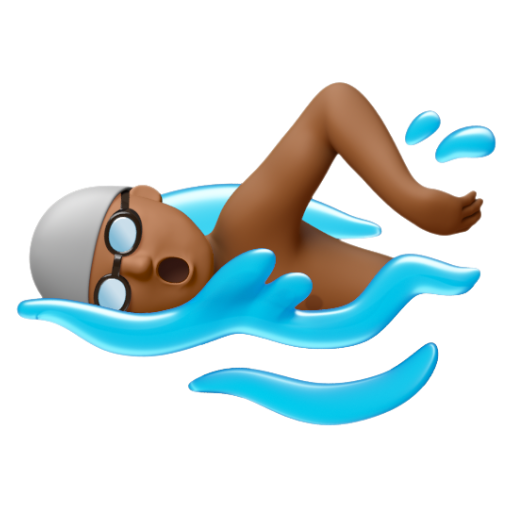 Emoji Người đàn ông đang bơi: màu da tối trung bình 🏊🏾‍♂ dạng 3D