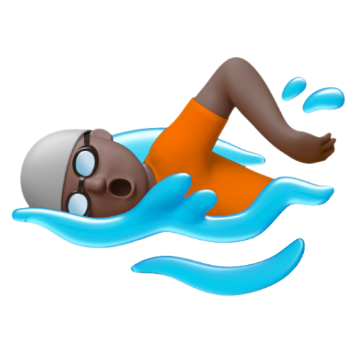 Emoji Người bơi: màu da tối 🏊🏿 dạng 3D
