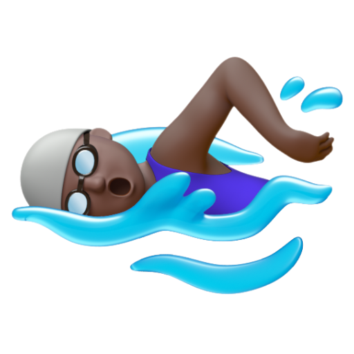 Emoji Người phụ nữ đang bơi: màu da tối 🏊🏿‍♀ dạng 3D
