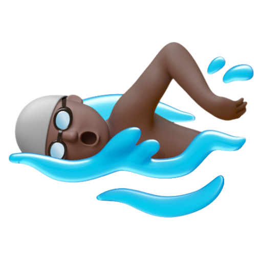 Emoji Người đàn ông đang bơi: màu da tối 🏊🏿‍♂ dạng 3D