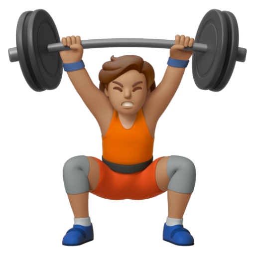 Emoji Người cử tạ: màu da trung bình 🏋🏽 dạng 3D