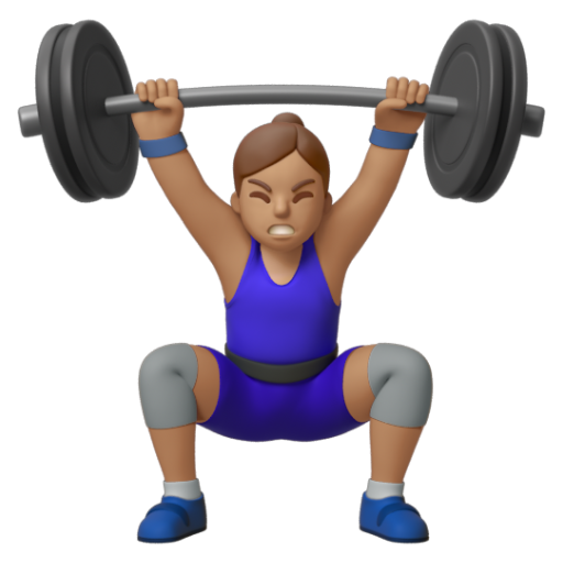Emoji Người phụ nữ cử tạ: màu da trung bình 🏋🏽‍♀ dạng 3D