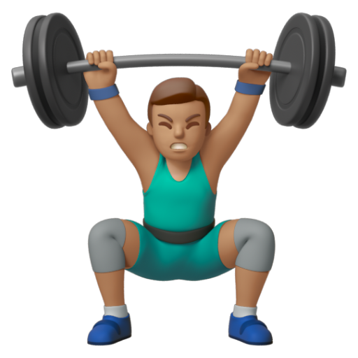 Emoji Người đàn ông cử tạ: màu da trung bình 🏋🏽‍♂ dạng 3D