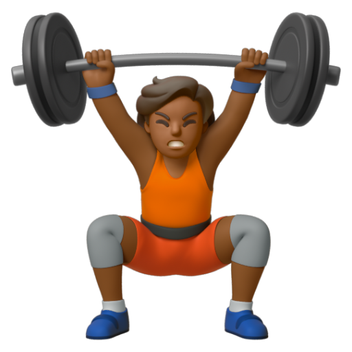Emoji Người cử tạ: màu da tối trung bình 🏋🏾 dạng 3D