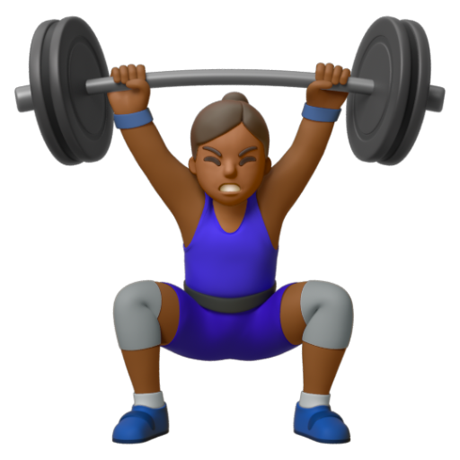 Emoji Người phụ nữ cử tạ: màu da tối trung bình 🏋🏾‍♀ dạng 3D