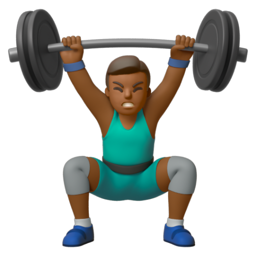 Emoji Người đàn ông cử tạ: màu da tối trung bình 🏋🏾‍♂ dạng 3D