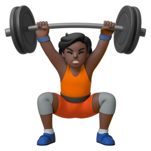 Emoji Người cử tạ: màu da tối 🏋🏿 dạng 3D